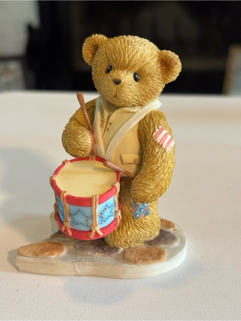 Cherished Teddies "Grant" - Ready To Answer Freedom's Call Drummer Bear Figurine